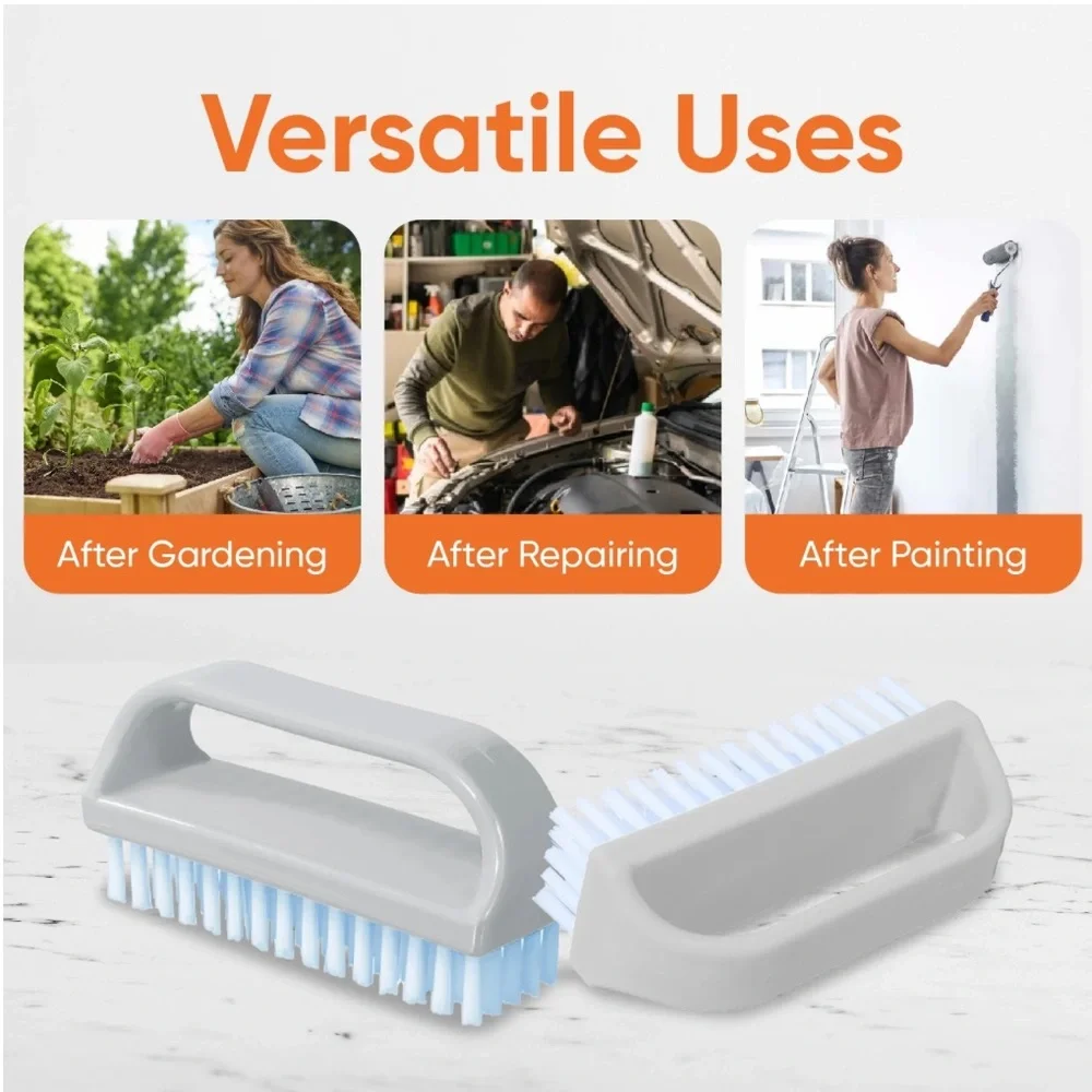 New! Superio Stiff Nail Brush Cleaner with Handle 3 Pack Durable All-Purpose